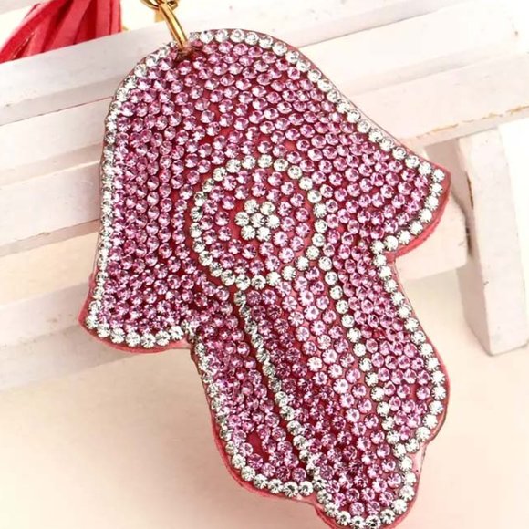 "HAMSA HAND SYMBOL" HANDBAG JEWELRY CHARM PURSE GOLDEN PENDANT 44 - Picture 1 of 2